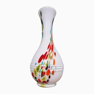 Vintage Vase aus buntem Opalglas, 1960er