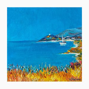 Valérie Dragacci, Mouillage en Corse, 2023, Huile sur Toile