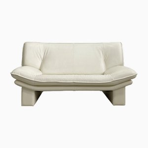 Postmodern Italian Ivory White Leatherete Loveseat Sofa by Nicoletti Salotti, 1980s