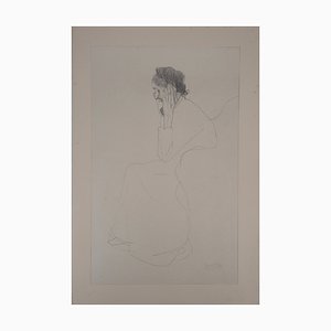 Gustav Klimt, Mujer pensativa, 1919, Litografía firmada
