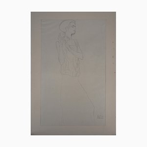 Lithographie Signée Gustav Klimt, Actrice, 1919