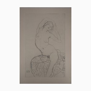 Gustav Klimt, Stretching Akt, 1919, Signierte Lithographie