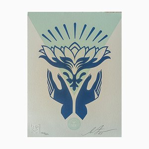 Shepard Fairey, Lotus Hands Letterpress, 2023, Letterpress