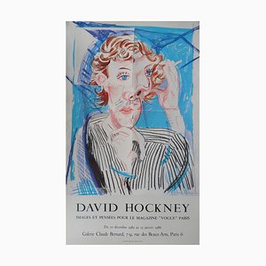 David Hockey, Portrait Cubiste, 1985, Affiche Vintage Originale