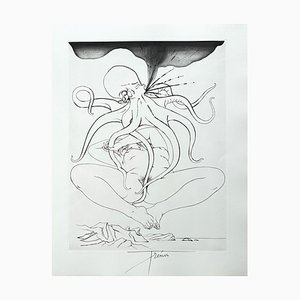 Pierre Yves Trémois, Femme et Pieuvre, 1970, Gravure Originale