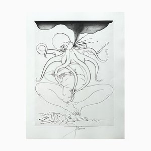 Pierre Yves Trémois, Woman and Octopus, 1970, Original Etching