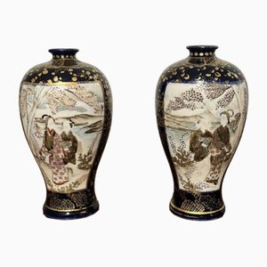 Kleine japanische Satsuma Vasen, 1900er, 2er Set