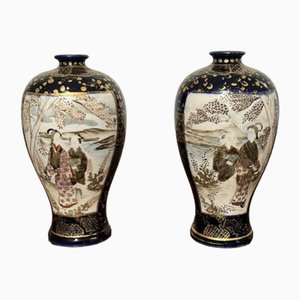 Small Japanese Satsuma Vases, 1900s, Set of 2