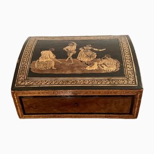 Caja victoriana de marquetería de nogal, década de 1850