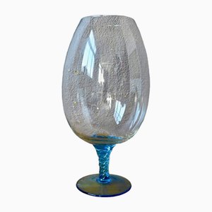 Copa de vidrio transparente y azul de dos tonos de Empoli, años 70