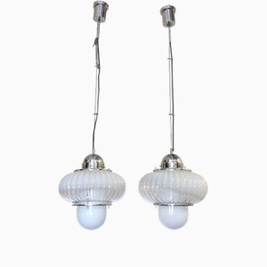 Glass Ceiling Lights, 1970s, Set of 2