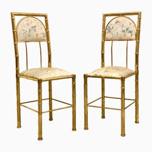 Chairs in Faux Bamboo & Brass from Maison Baguès, 1970s, Set of 6