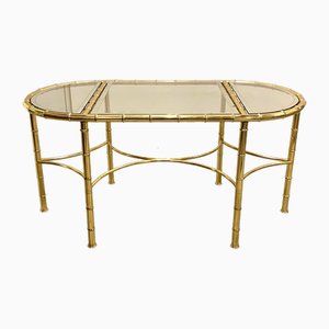 Dining Table in Faux Bamboo & Brass from Maison Baguès, 1970s
