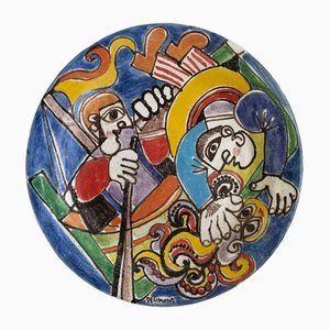 Piatto in ceramica di Giovanni De Simone, Italia, anni '50