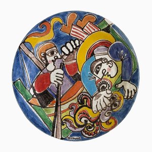 Plato de cerámica de Giovanni De Simone, Italia, años 50