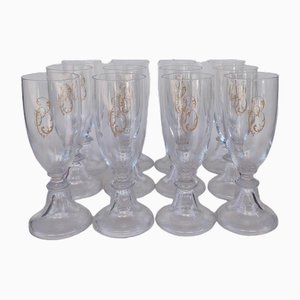 19th Century Champagne Flutes in Val Saint Lambert Crystal, Set of 12