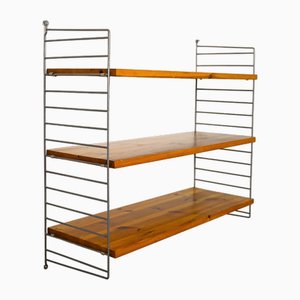 Swedish Shelving Unit in Pine and Metal, 1960s