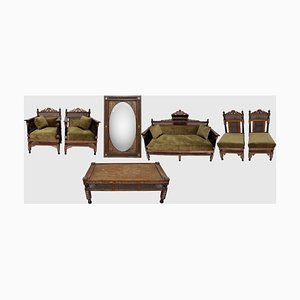 Set di divani antico siriano, fine XIX secolo, set di 7