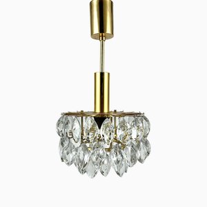 Vintage Hanging Lamp in Crystal and Brass, 1960s
