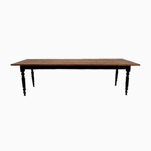 Large French Farm Table with Black Turned Feet, 1950s