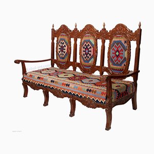 Sofá vintage de tres plazas con tapicería Kilim, años 90