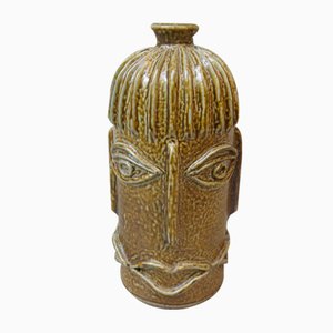 Handgefertigte Vintage Vase aus Keramik mit vier Gesichtern, 1960er