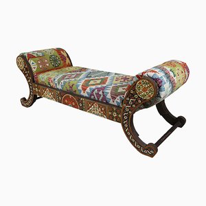 Chaise longue vintage con tapicería Kilim, años 90