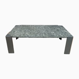 Table Basse Vintage avec Plateau en Marbre et Base en Aluminium