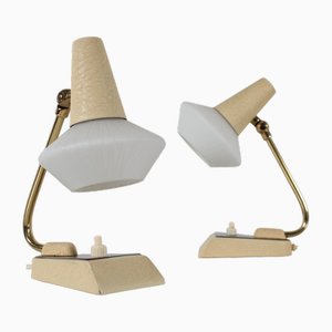 Vintage Nachttischlampen in Creme & Weiß, 1950er, 2er Set