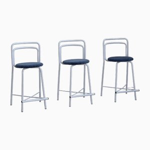 Metal and Fabric Stools, Set of 4