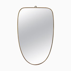 Mid-Century Italian Wall Mirror with Brass Frame in the style of Gio Ponti, 1950s