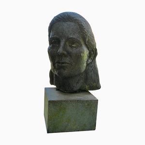 Bust of Young Woman on Slate Block, 1960s