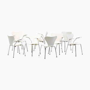 Sedie 3207 e 3107 di Arne Jacobsen per Fritz Hansen, Danimarca, 1973, set di 8