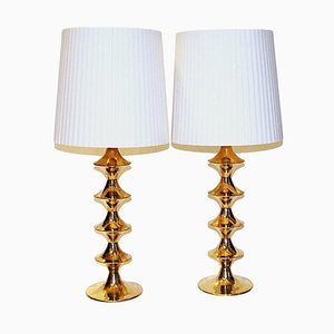 Vintage Brass Table Lamps attributed to Elit Ab, Sweden, 1960s, Set of 2