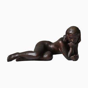 Woman Sculpture Patinated Bronze attributed to Johannes Hansen, Denmark, 1940s