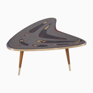 Antique Boomerang Table in Mosaic and Brass, 1890s