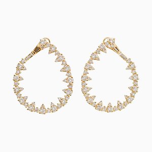 Moderne Ohrringe mit Diamanten und 18 Karat Gelbgold, 2 . Set