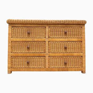 Large Vintage Chest of Drawers in Wicker, 1970