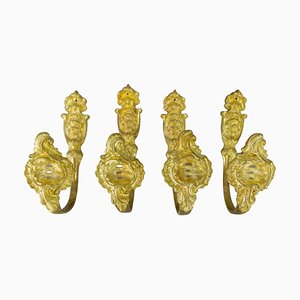 French Rococo Style Gilt Bronze Curtain Tiebacks or Curtain Holders, 1890s, Set of 4