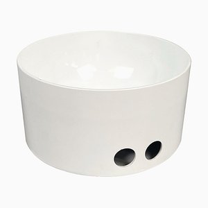 Italian Modern White Plastic Cylindrical Bowl attributed to Enzo Mari for Danese, 1970s
