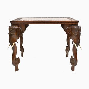 Indian Colonial Side Table with Elephant Legs, 1840s