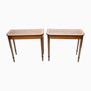 Georgian Style Console Tables in Mahogany with D Ends, Set of 2