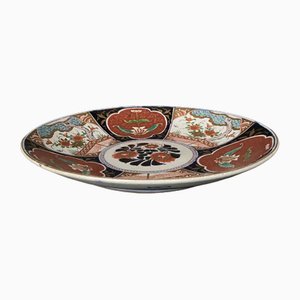 Large Antique Imari Porcelain Dish with Floral Decoration, 1800s