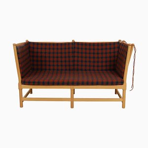 Spoke-Back Sofa in Brown Fabric by Børge Mogensen for Fritz Hansen, 1970s