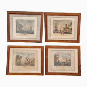 Fishing, 1800s, Etchings, Framed, Set of 4