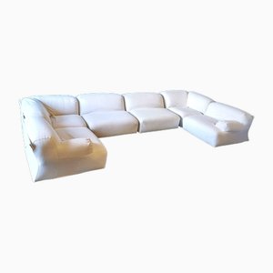 Sofá modular Mod. Fodra con revestimiento de lino blanco de Vico Magistretti para Cassina, años 70