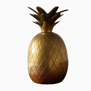 Mid-Century Gold Brass Table Lamp in Pineapple Shape