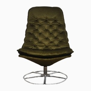Khaki Quilted Swivel Armchair, 1970s
