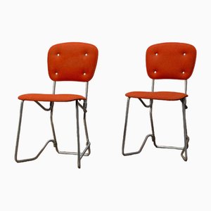 Mid-Century Modern Padded Stacking Chairs by Armin Wirth for Aluflex, 1960s, Set of 2