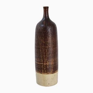 Jarrón francés vintage con forma de botella de cerámica de Biot, años 60